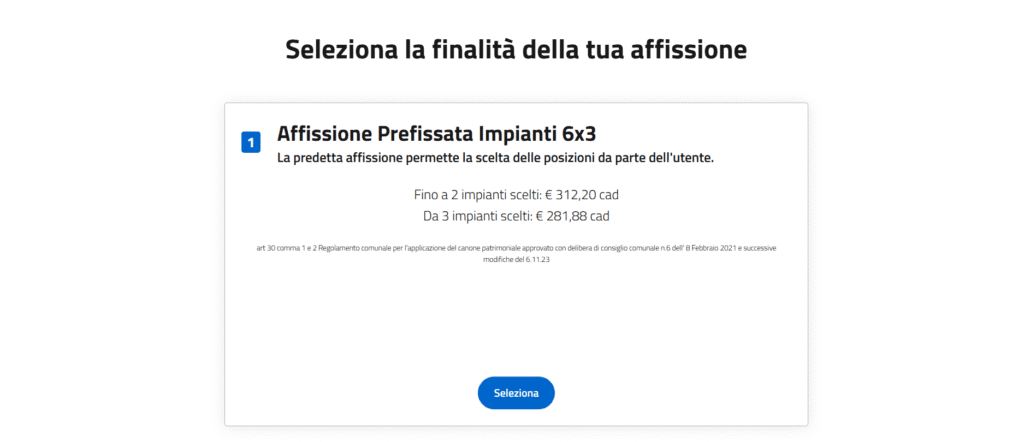 Mappa interattiva di Billboards per la visualizzazione degli spazi pubblicitari comunali