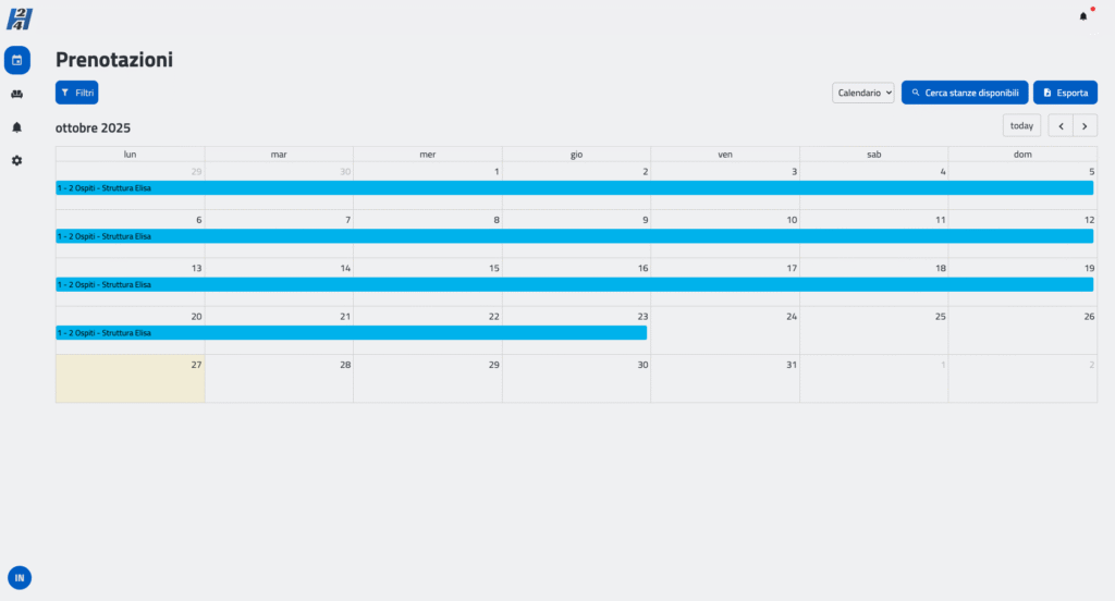 Dashboard H24 con grafici di utilizzo delle strutture e dati sugli interventi per la Pubblica Amministrazione