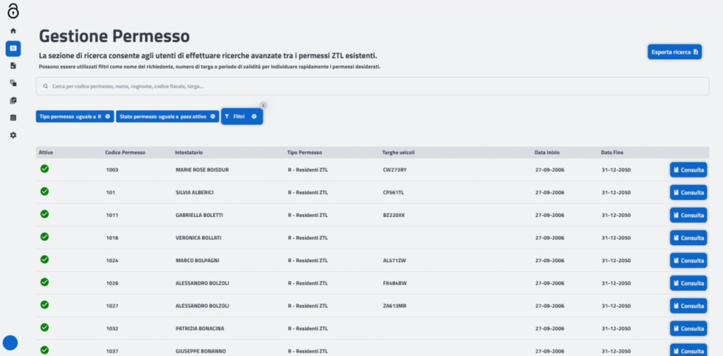 Verifica digitale dei permessi ZTL e mobilità urbana